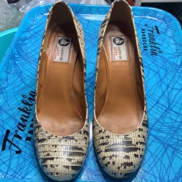 Lanvin black and cream snake skin wedges size 38 - Picture 4 of 10